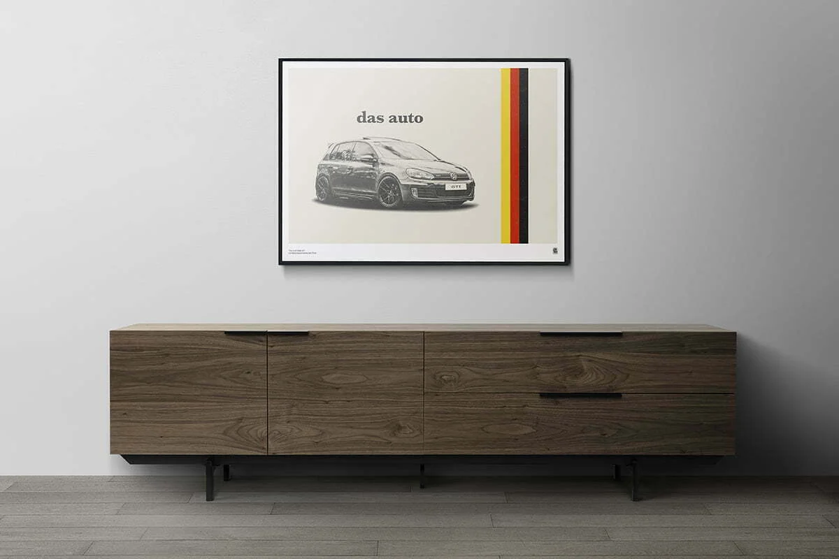 Picture frame mockup psd hanging in modern living room home deco